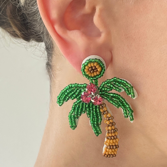 Palm tree beaded dangles