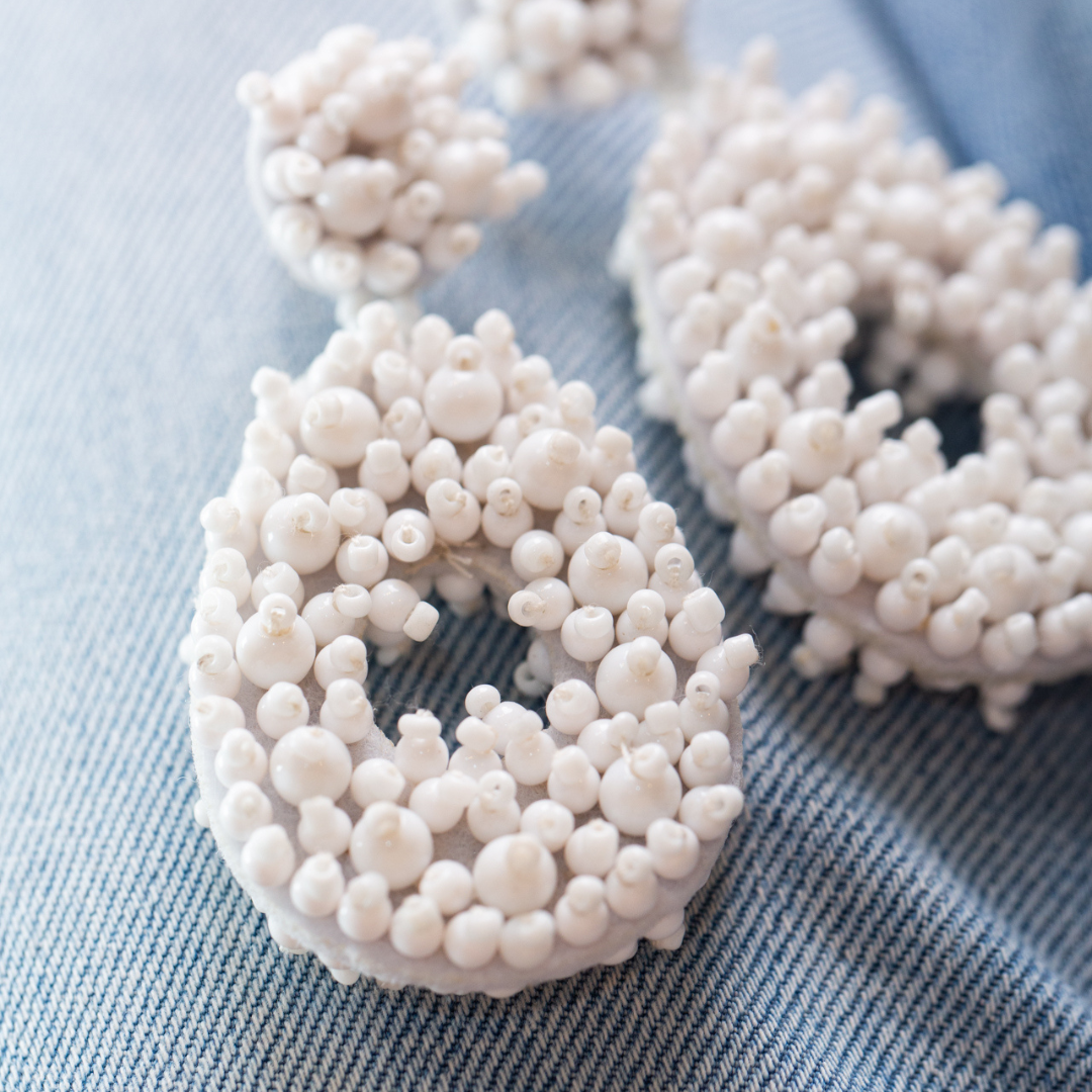 ANNIE white beaded maxi dangles