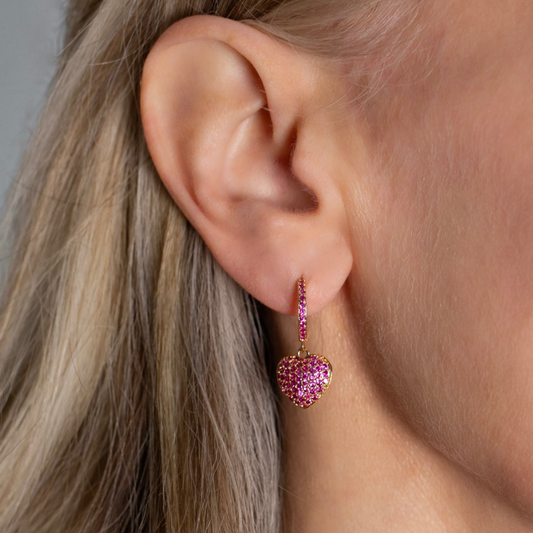 Pink sparkle heart huggies