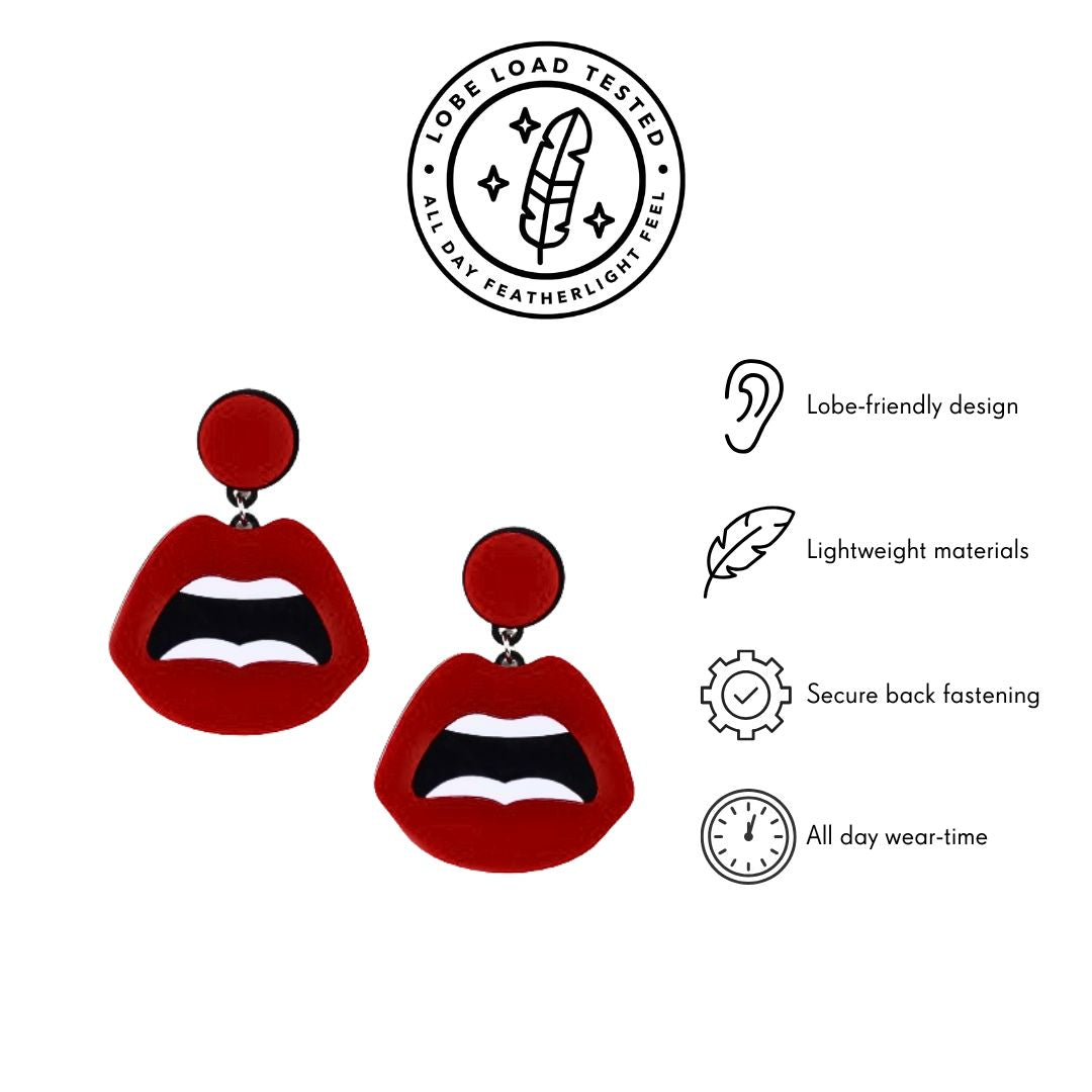 Red lips statement earrings