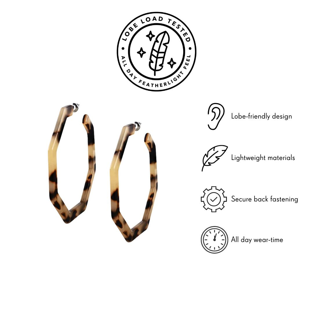 Maxi tortoiseshell hexagon hoops