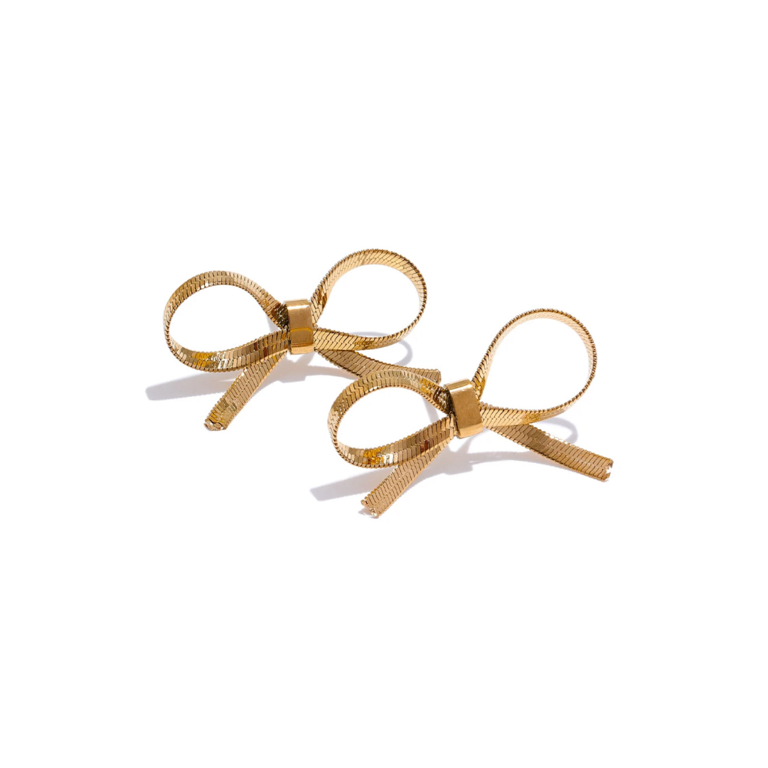 POLLY golden bow stud earrings