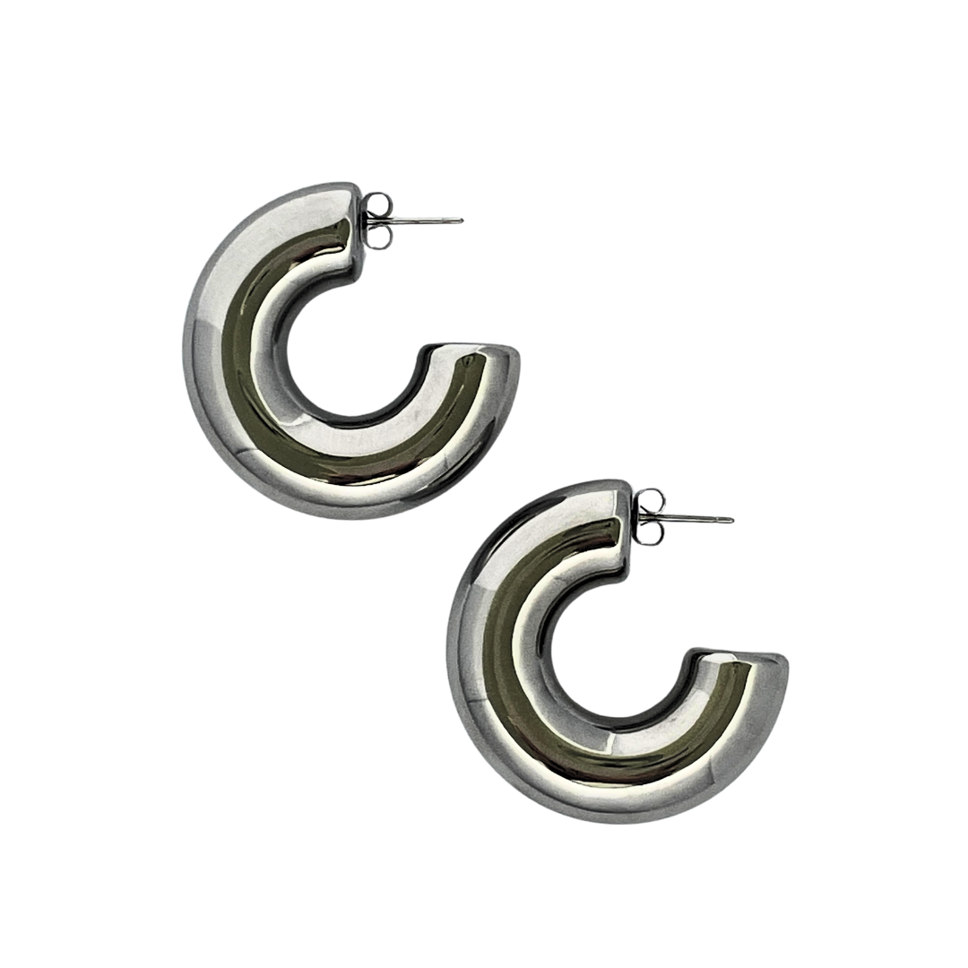 Silver statement maxi hoops