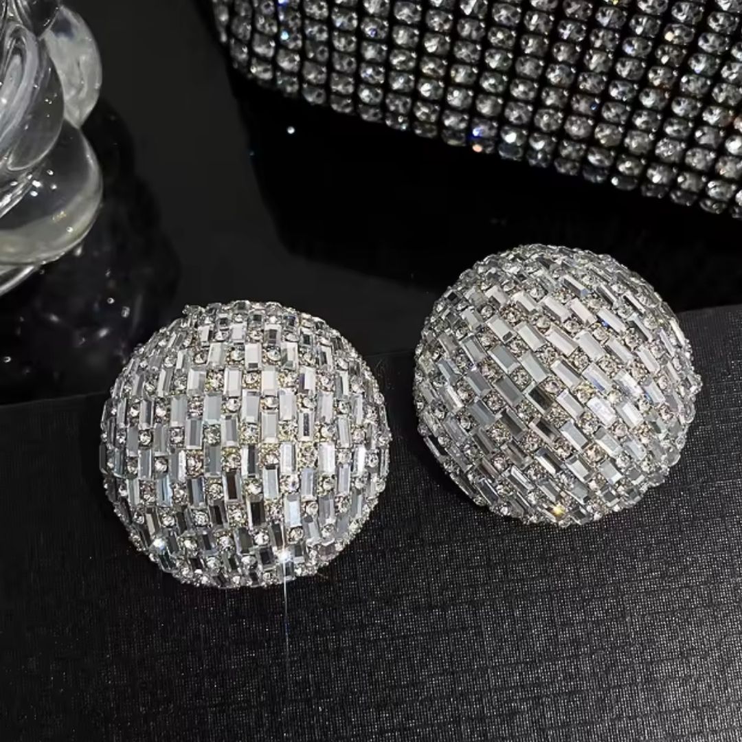 Disco ball statement earrings
