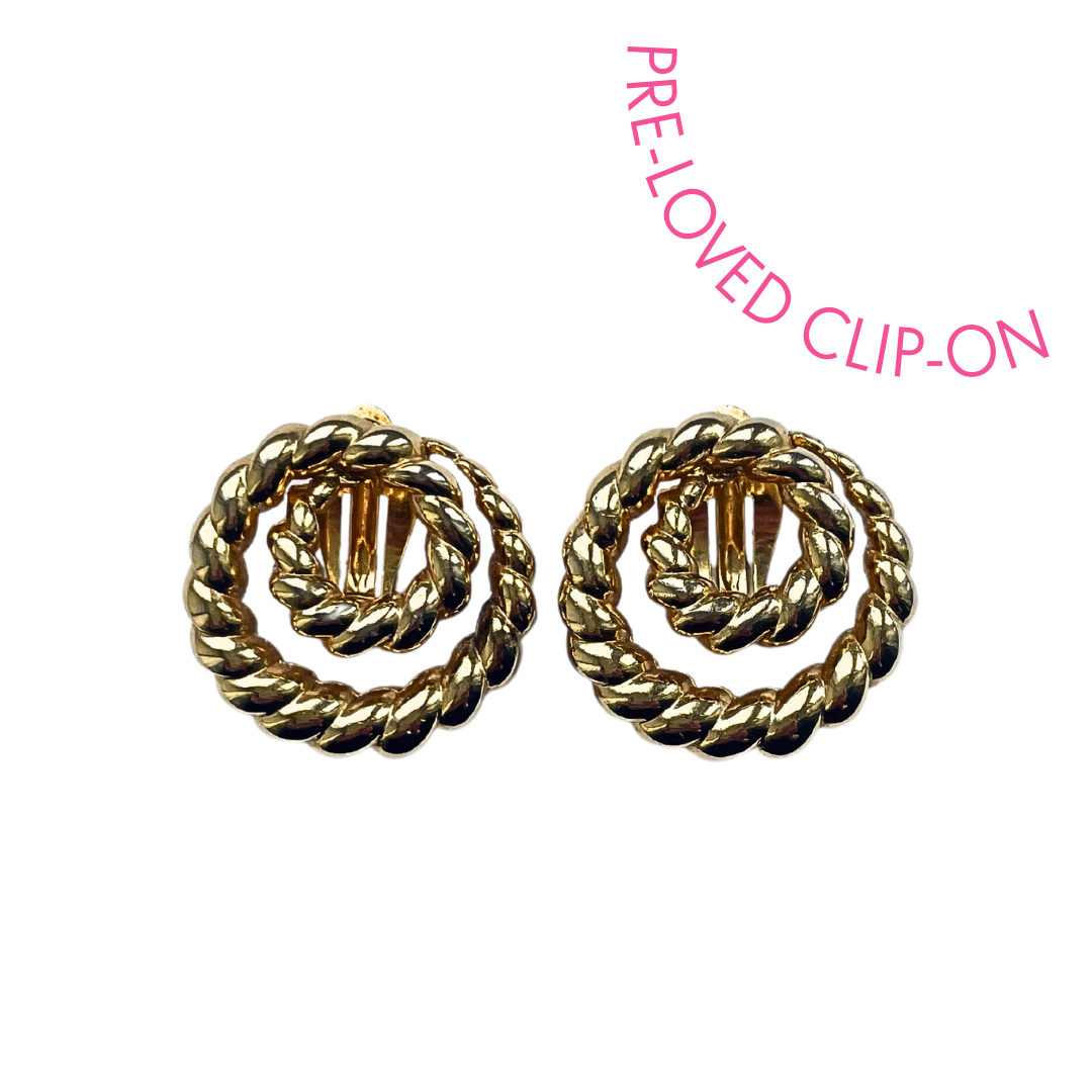 FALLON gold tone swirl clip-on earrings