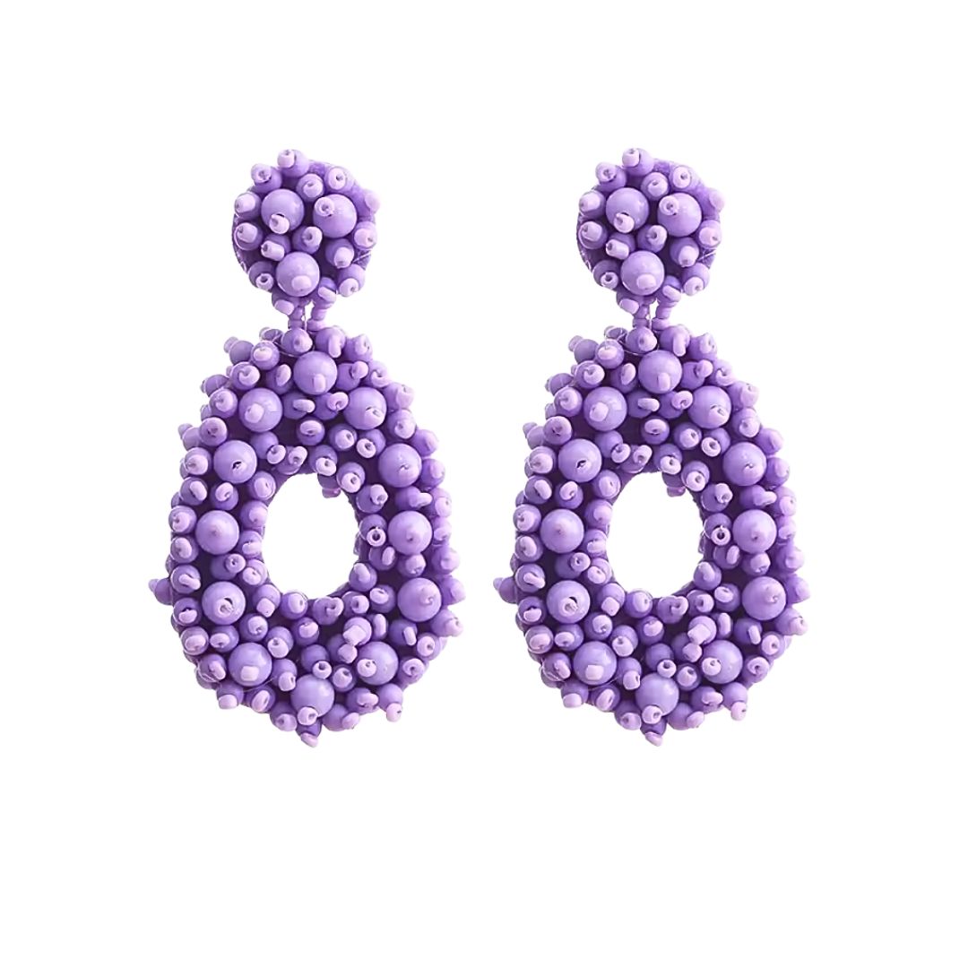 Lilac beaded statement earrings
