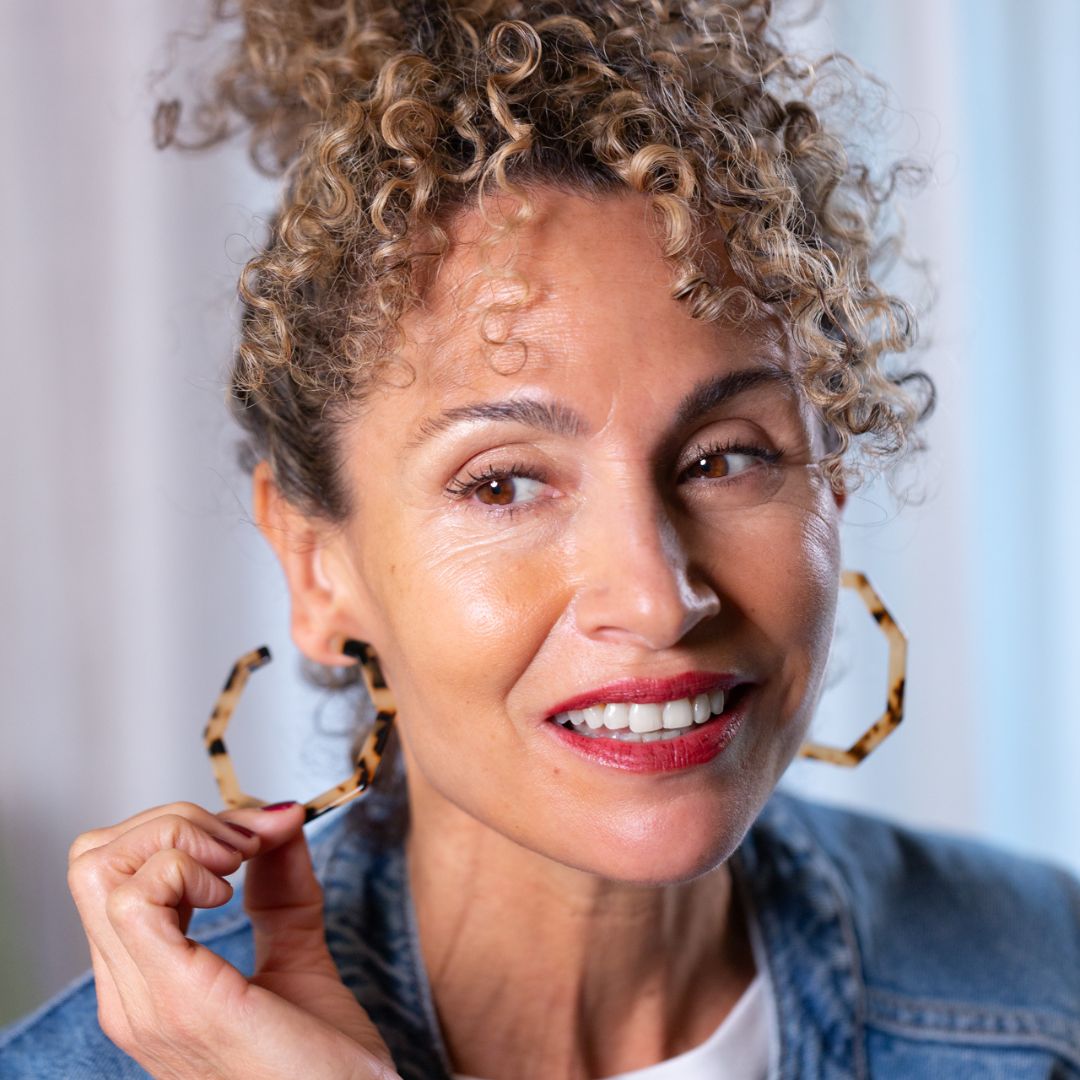 Maxi tortoiseshell hexagon hoops