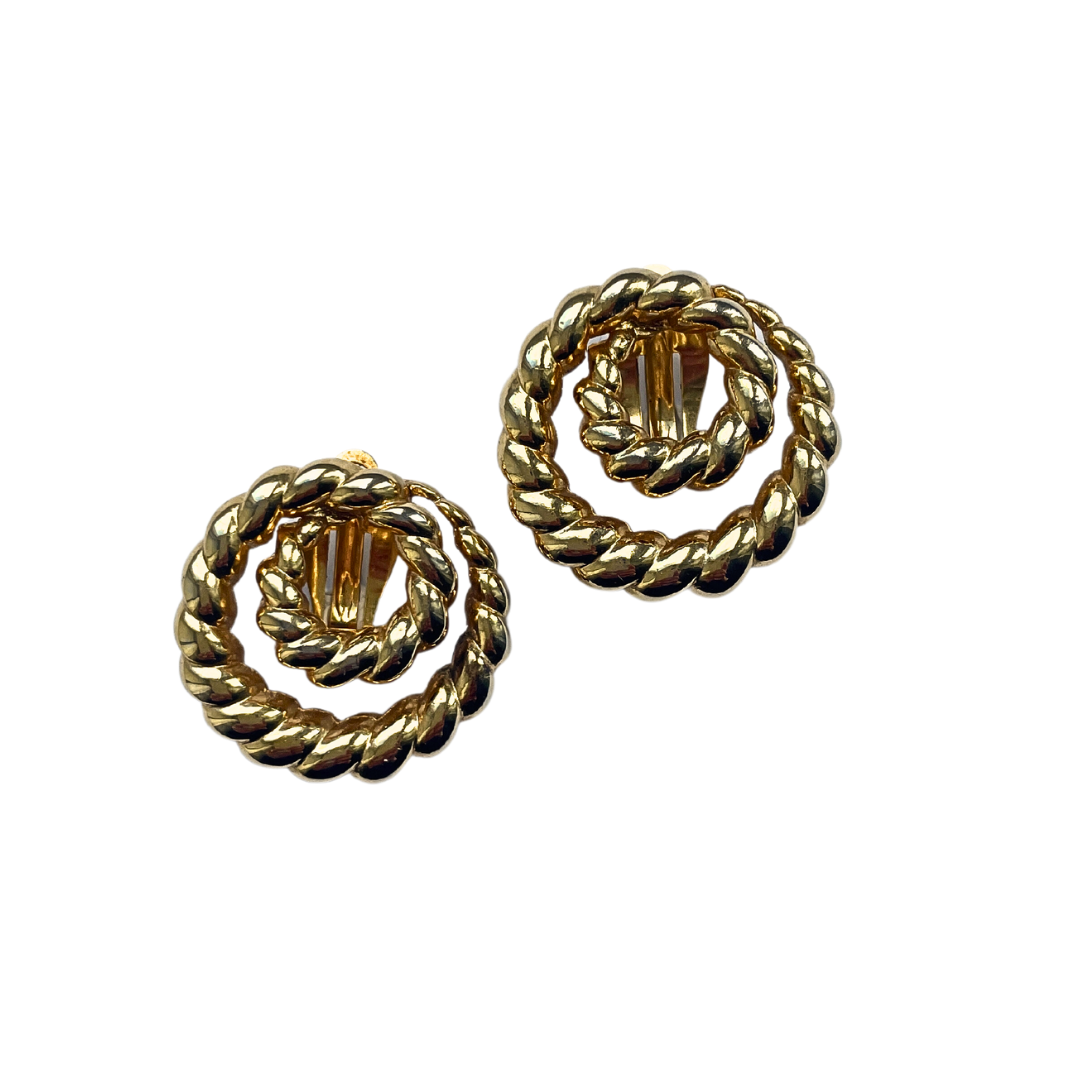 FALLON gold tone swirl clip-on earrings