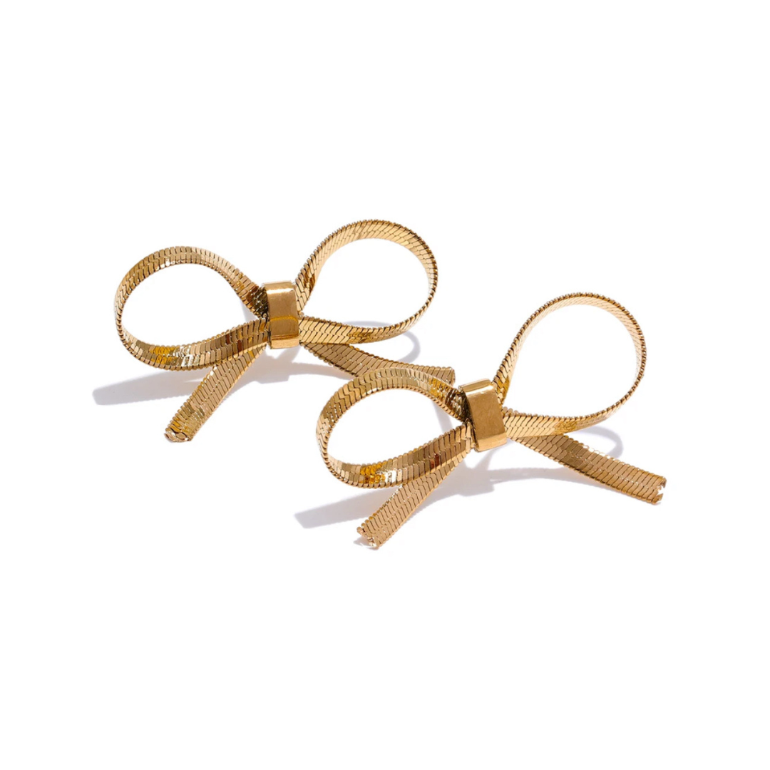 POLLY golden bow stud earrings
