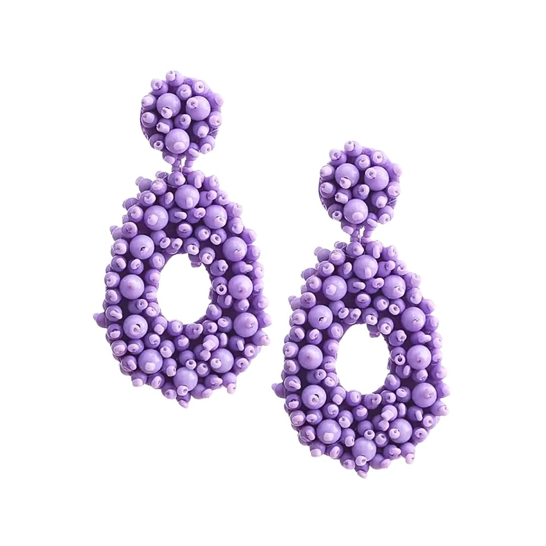 Lilac beaded statement earrings