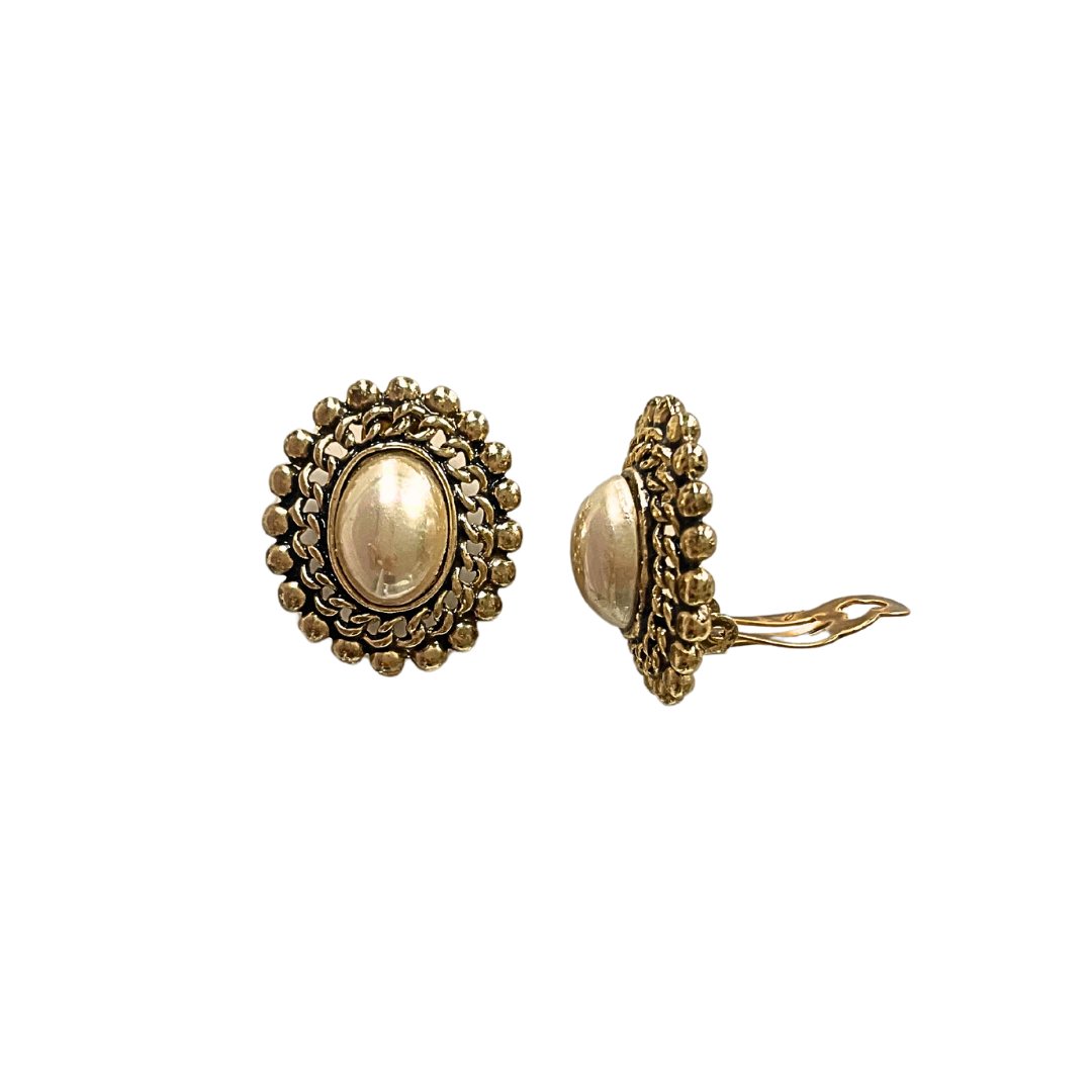 Gold & pearl vintage clip-ons
