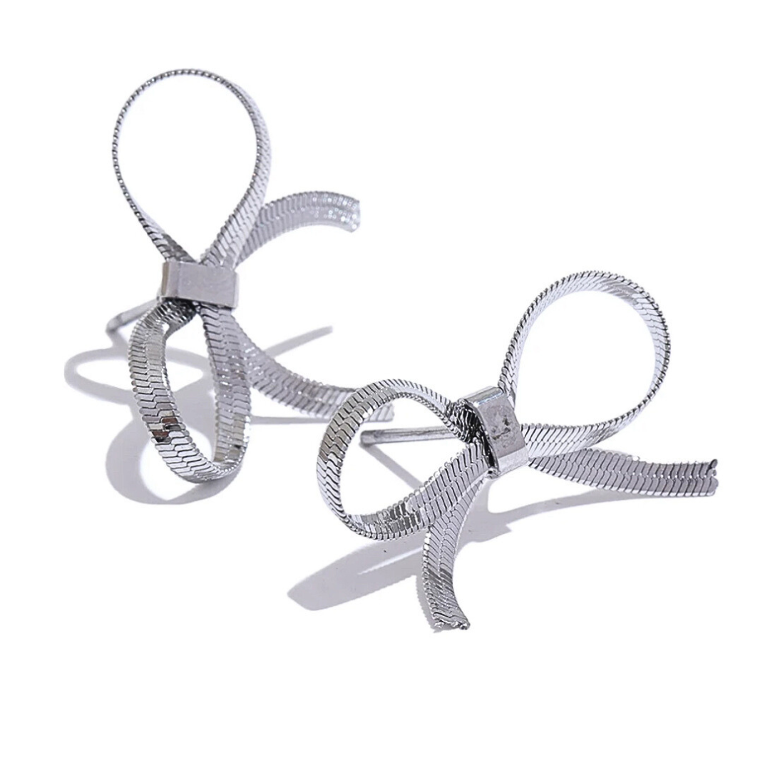 KELLY silver tone bow stud earrings