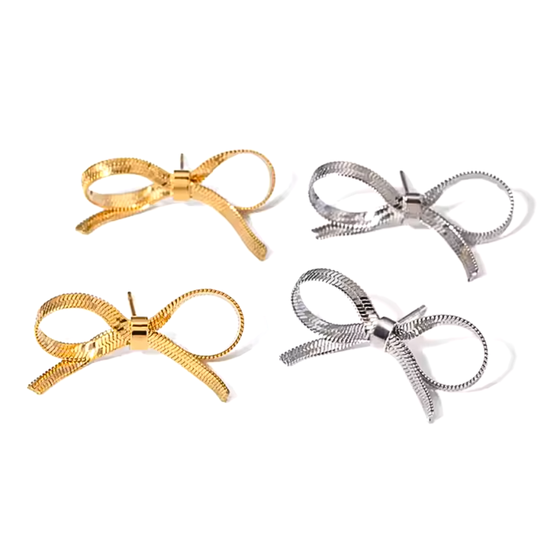 POLLY golden bow stud earrings