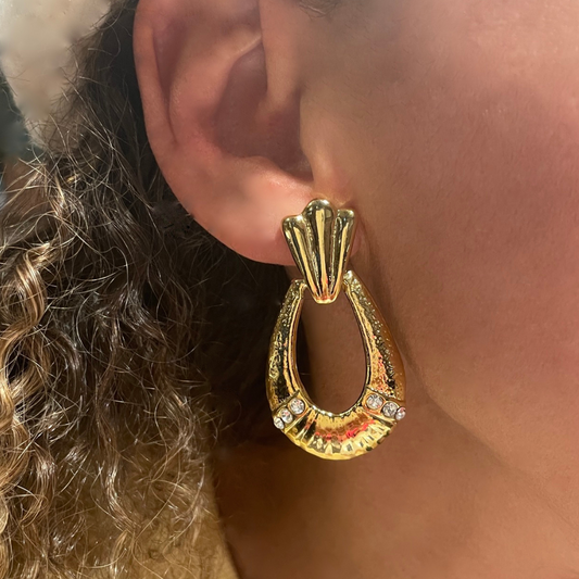 Gold 80s diamante dangles