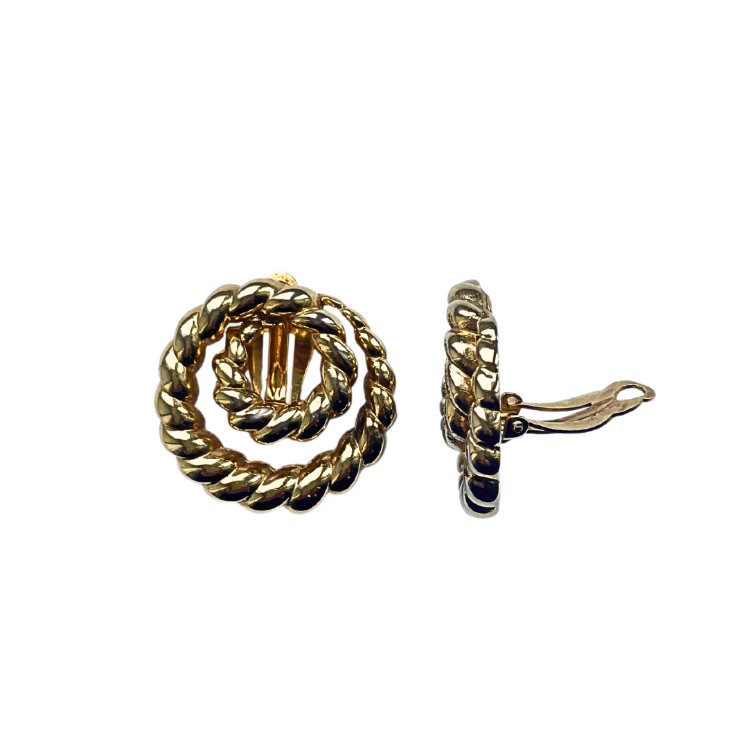 FALLON gold tone swirl clip-on earrings