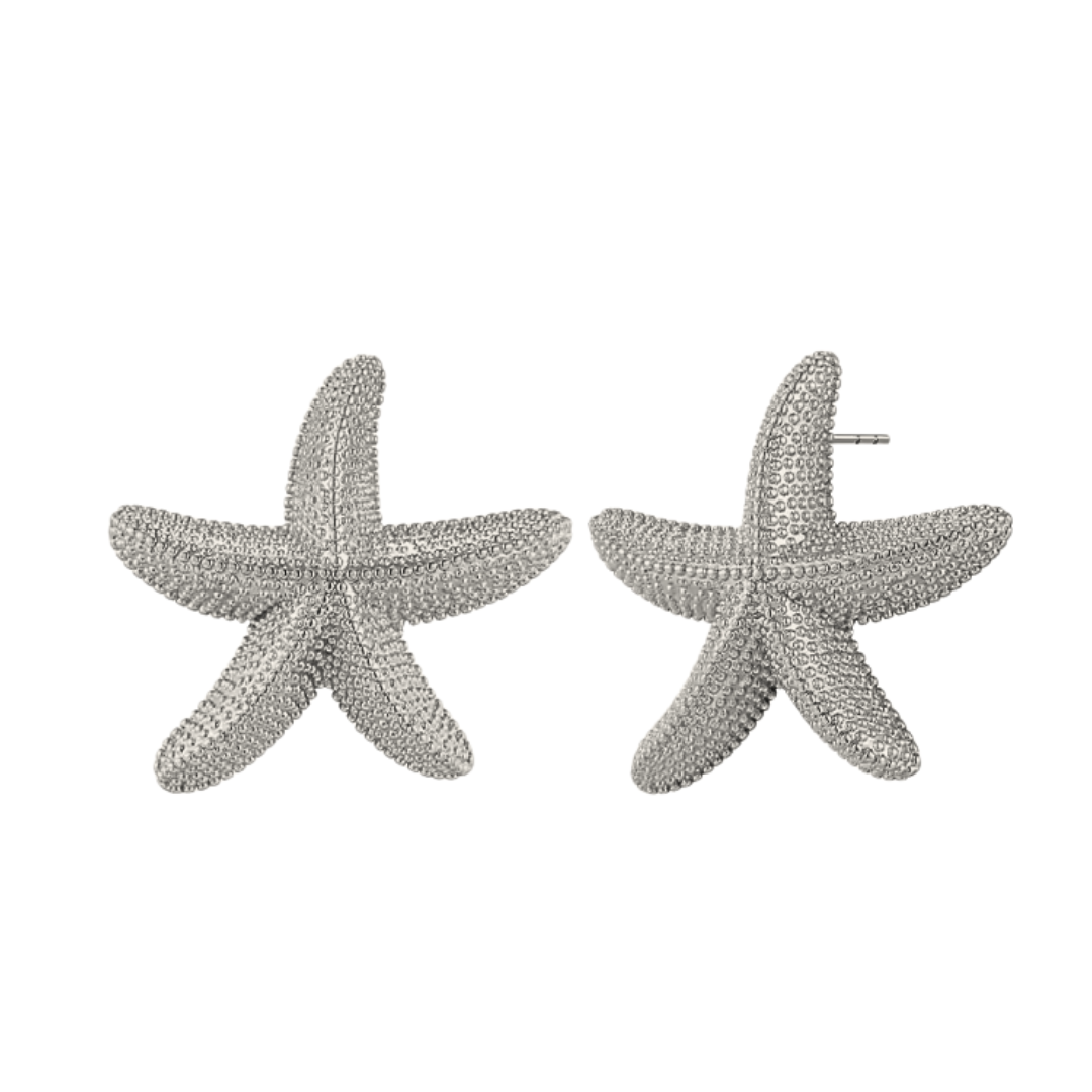 Silver starfish studs