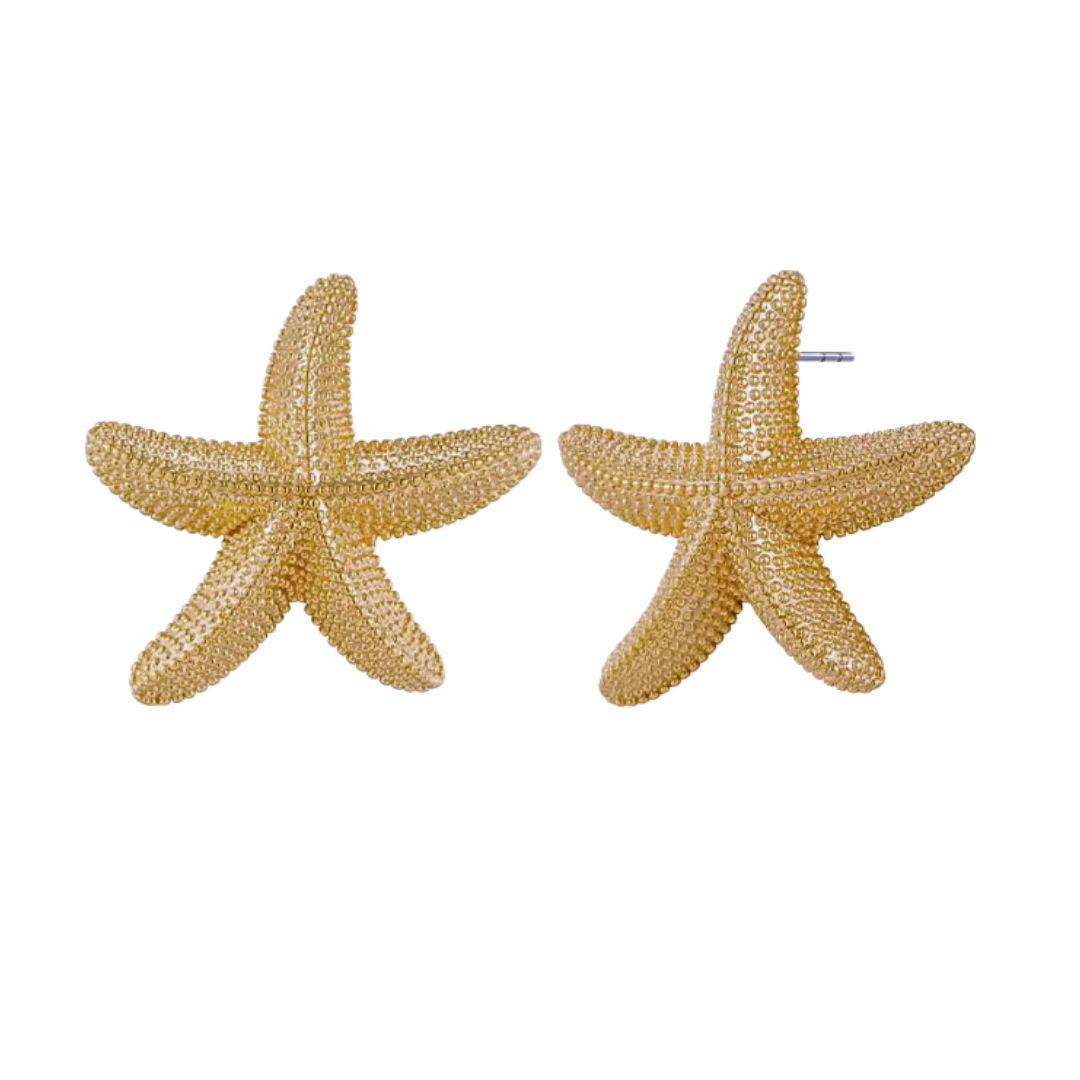 Gold starfish studs