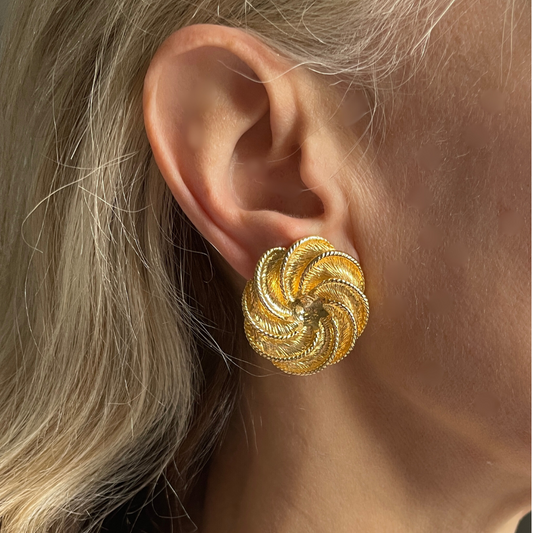 Gold swirl vintage clip-ons