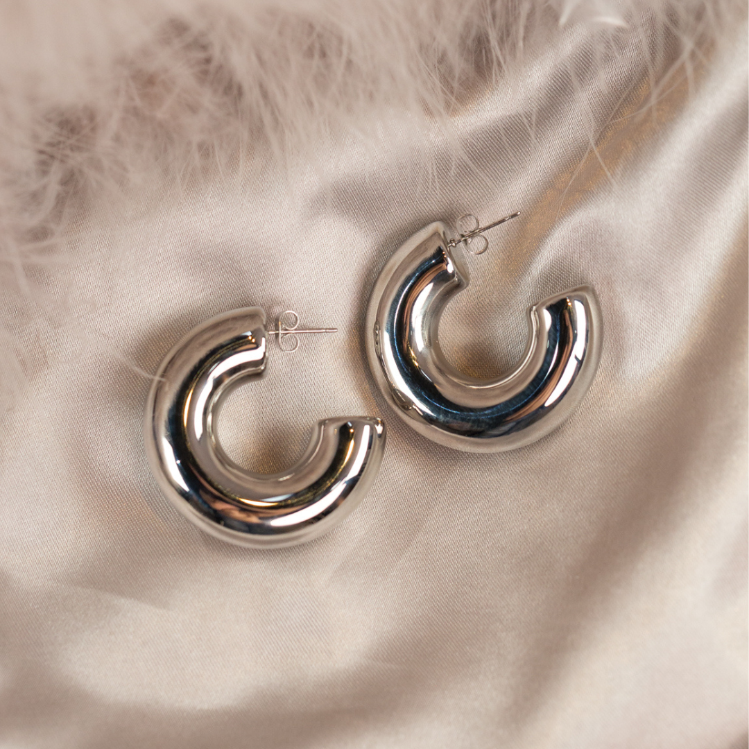 Silver statement maxi hoops