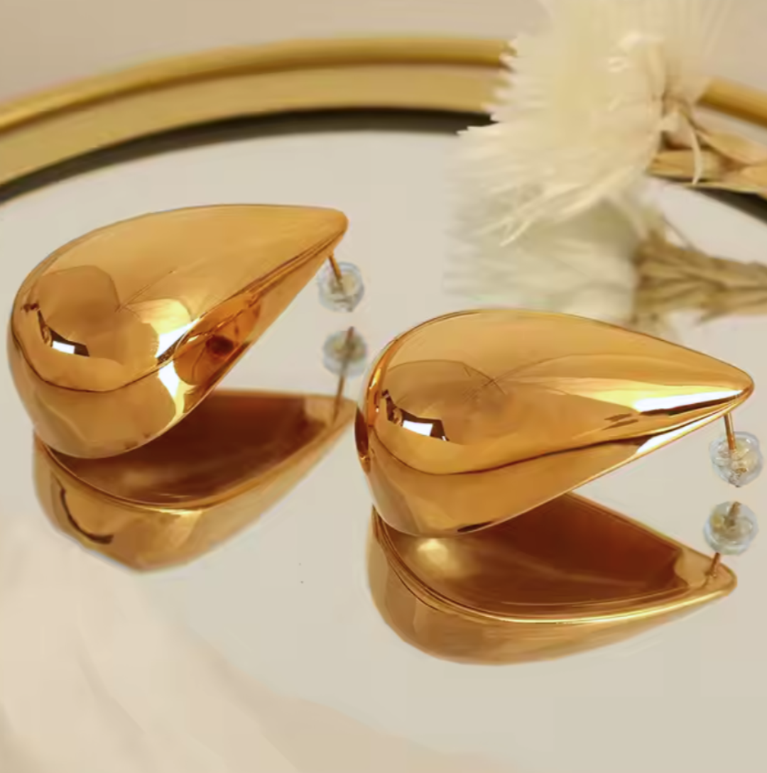Gold teardrop studs