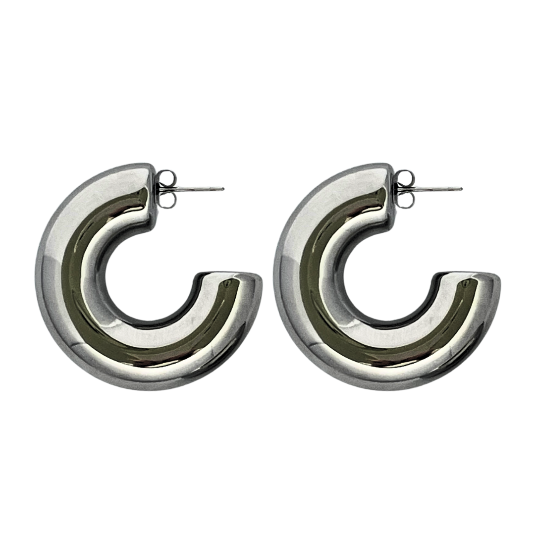 Silver statement maxi hoops
