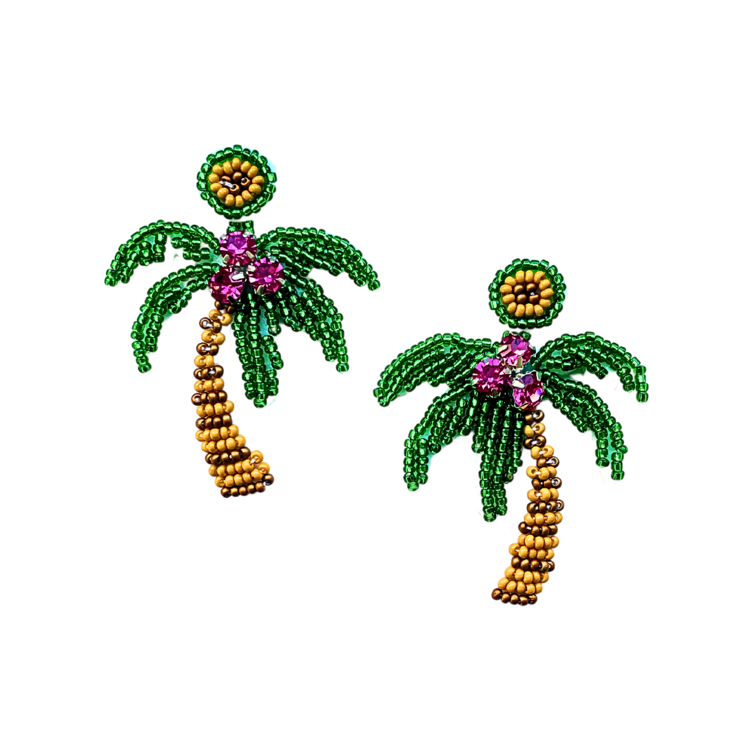 Palm tree beaded dangles