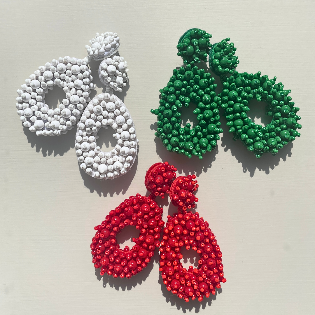 ANNIE white beaded maxi dangles