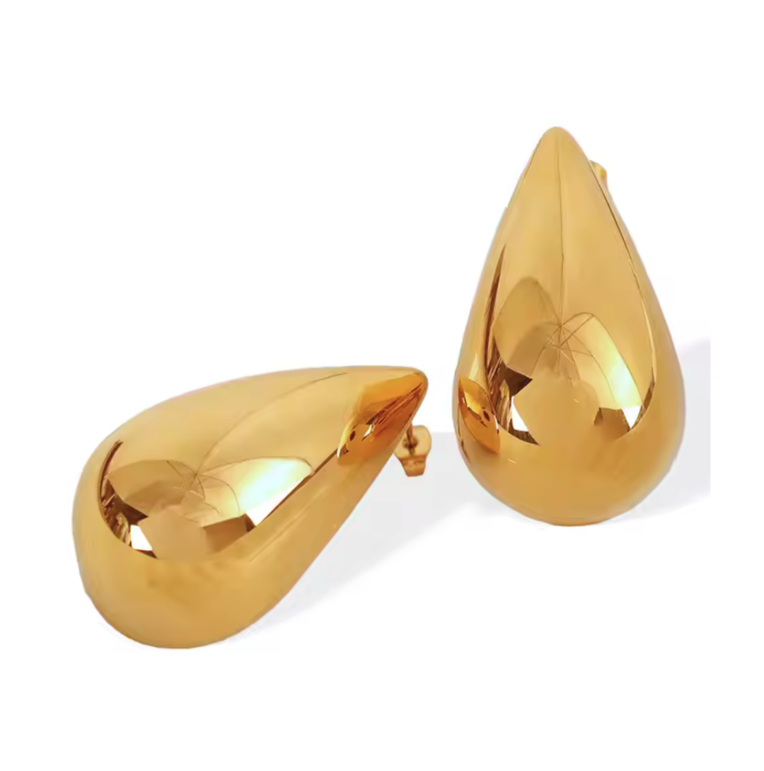 Gold teardrop studs