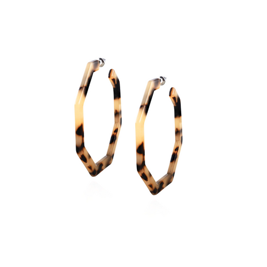 Midi tortoiseshell hexagon hoops