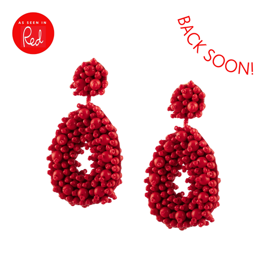 Red beaded statement earrings