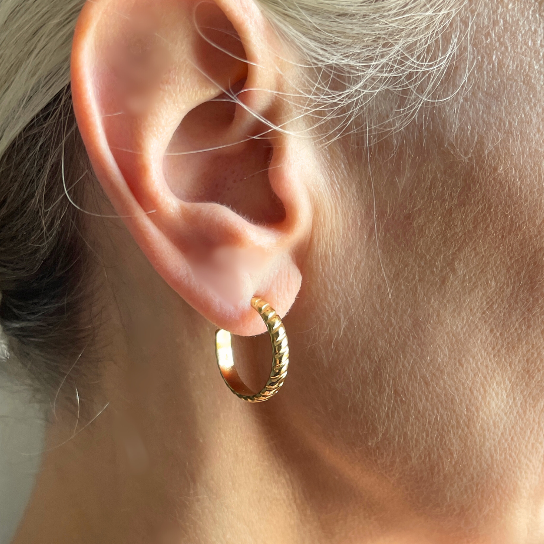 Gold embossed small hoops