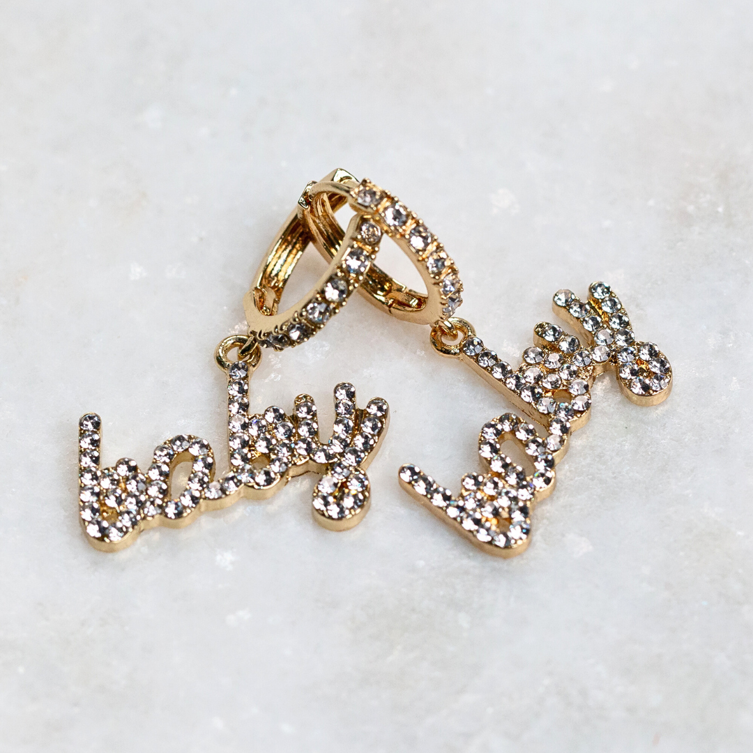 Crystal baby huggie earrings