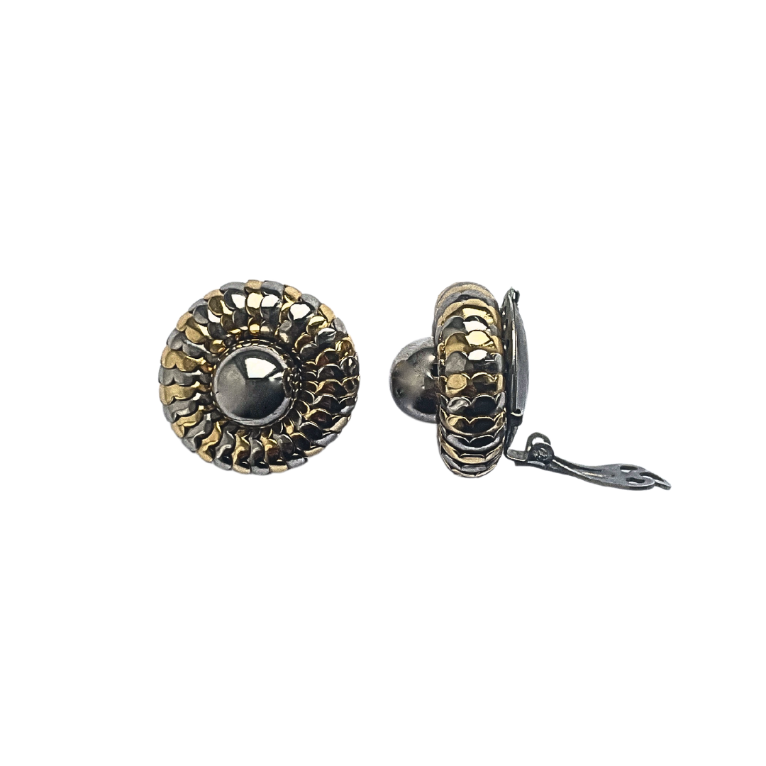 CARMELA vintage pewter and gold clip-ons