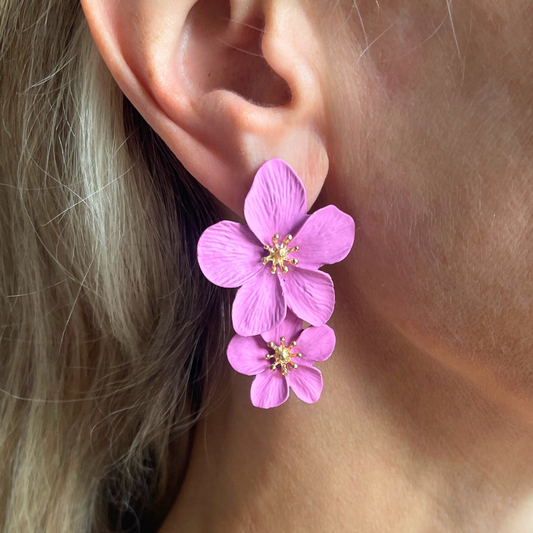 Lilac flower statement earrings