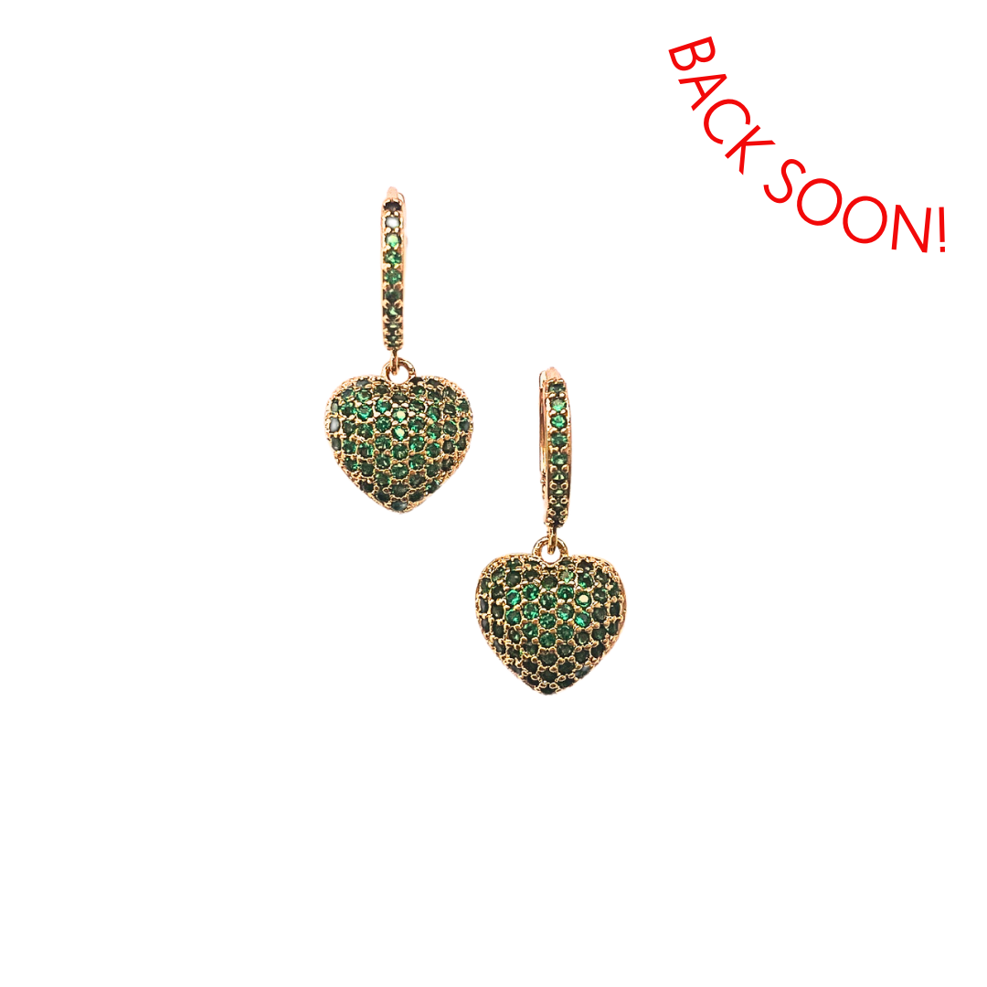 CAROLINE green sparkle heart huggies