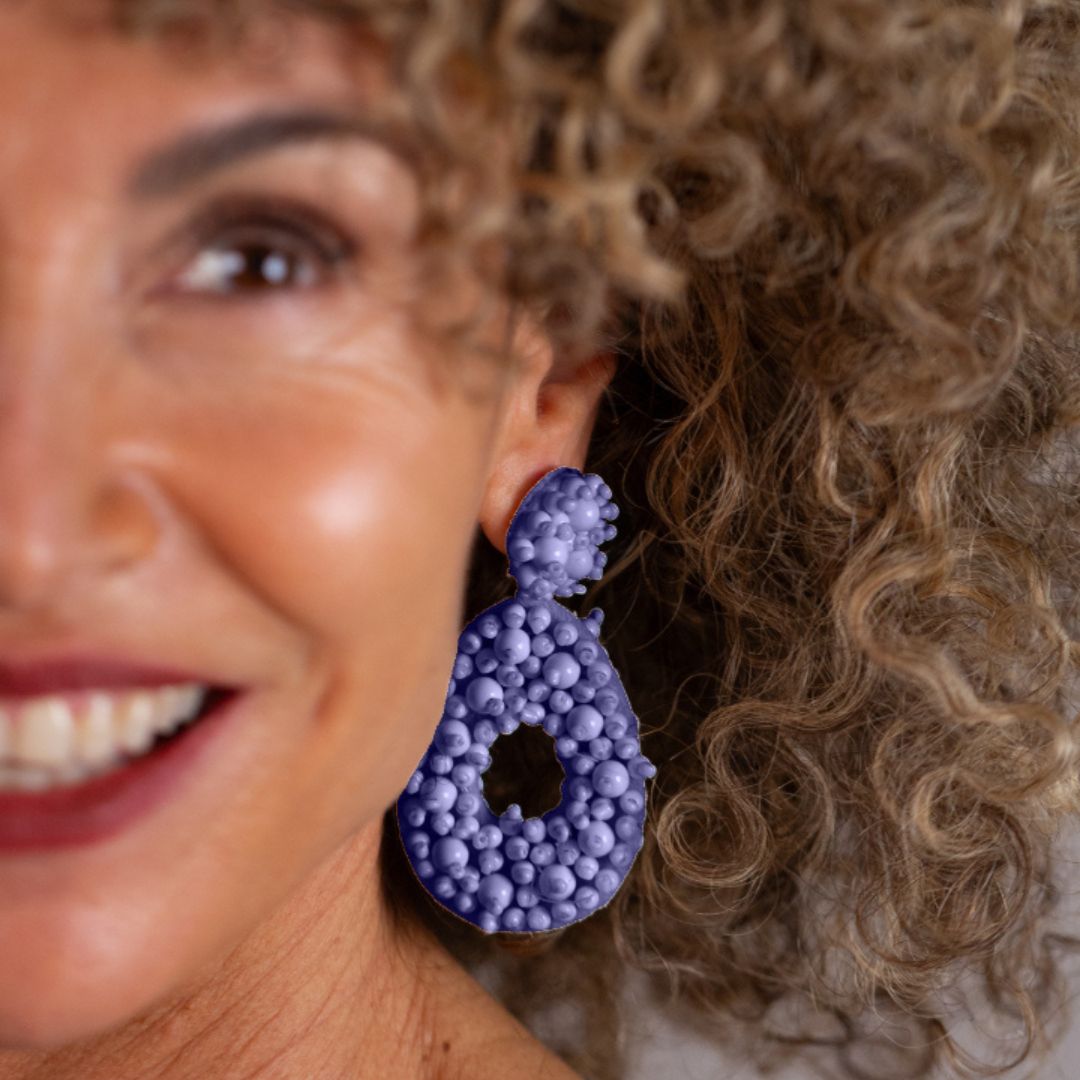 Lilac beaded statement earrings