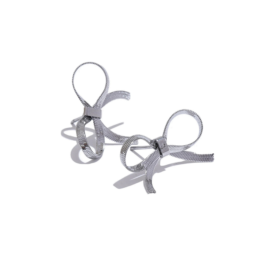 KELLY silver tone bow stud earrings