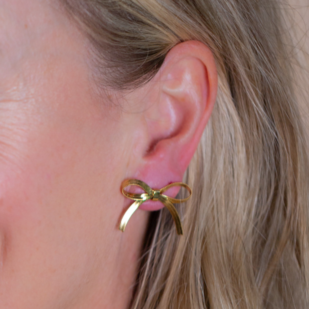 POLLY golden bow stud earrings