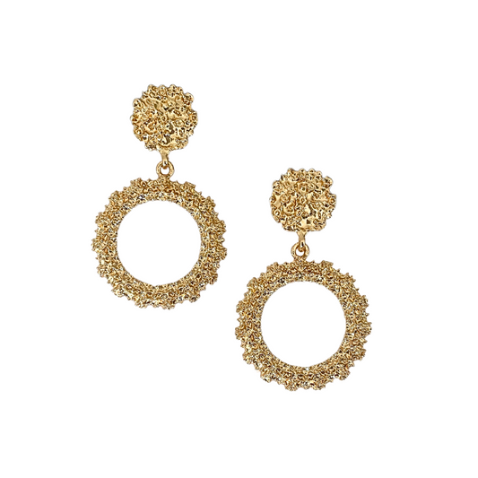 Gold hoop pendant earrings