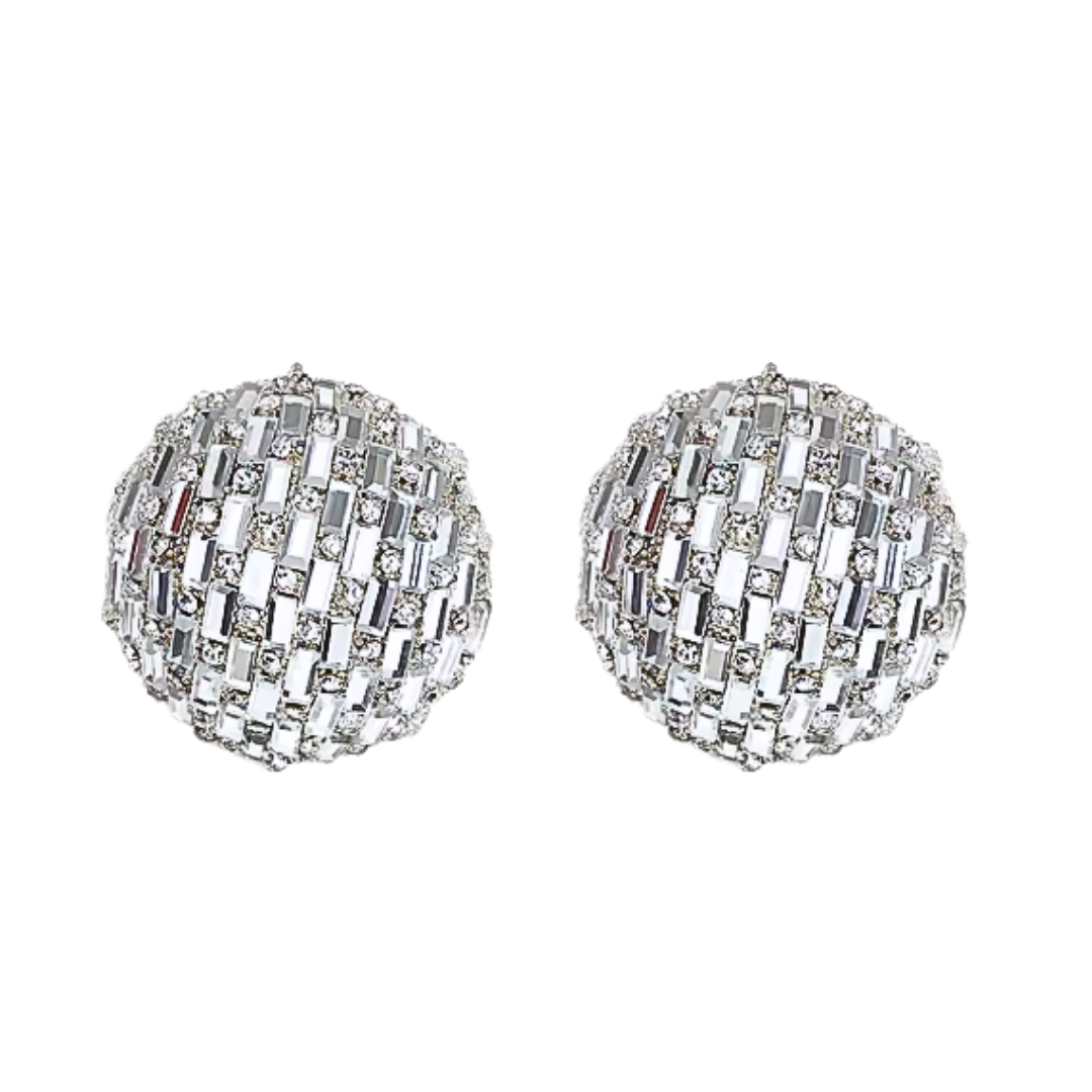 Disco ball statement earrings