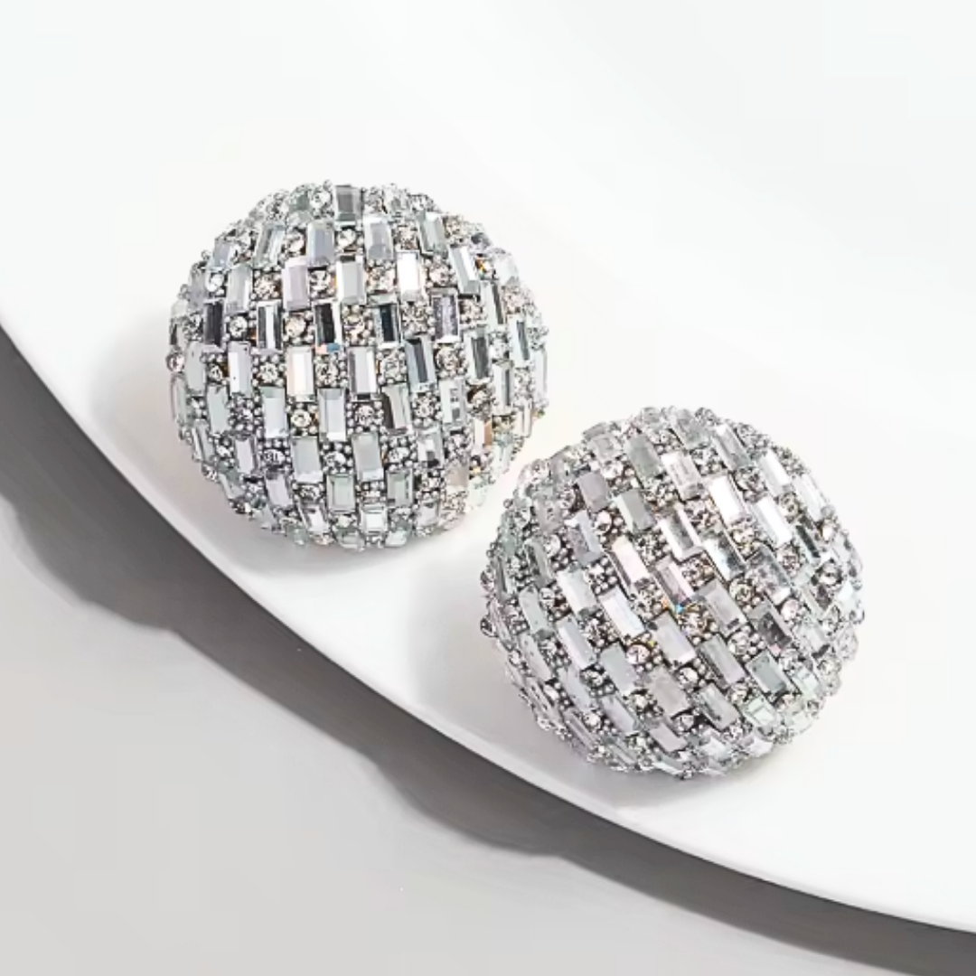 Disco ball statement earrings
