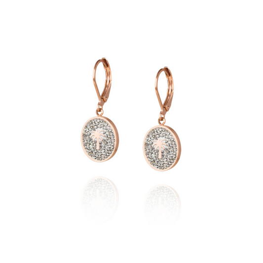 Rose gold palm tree huggies