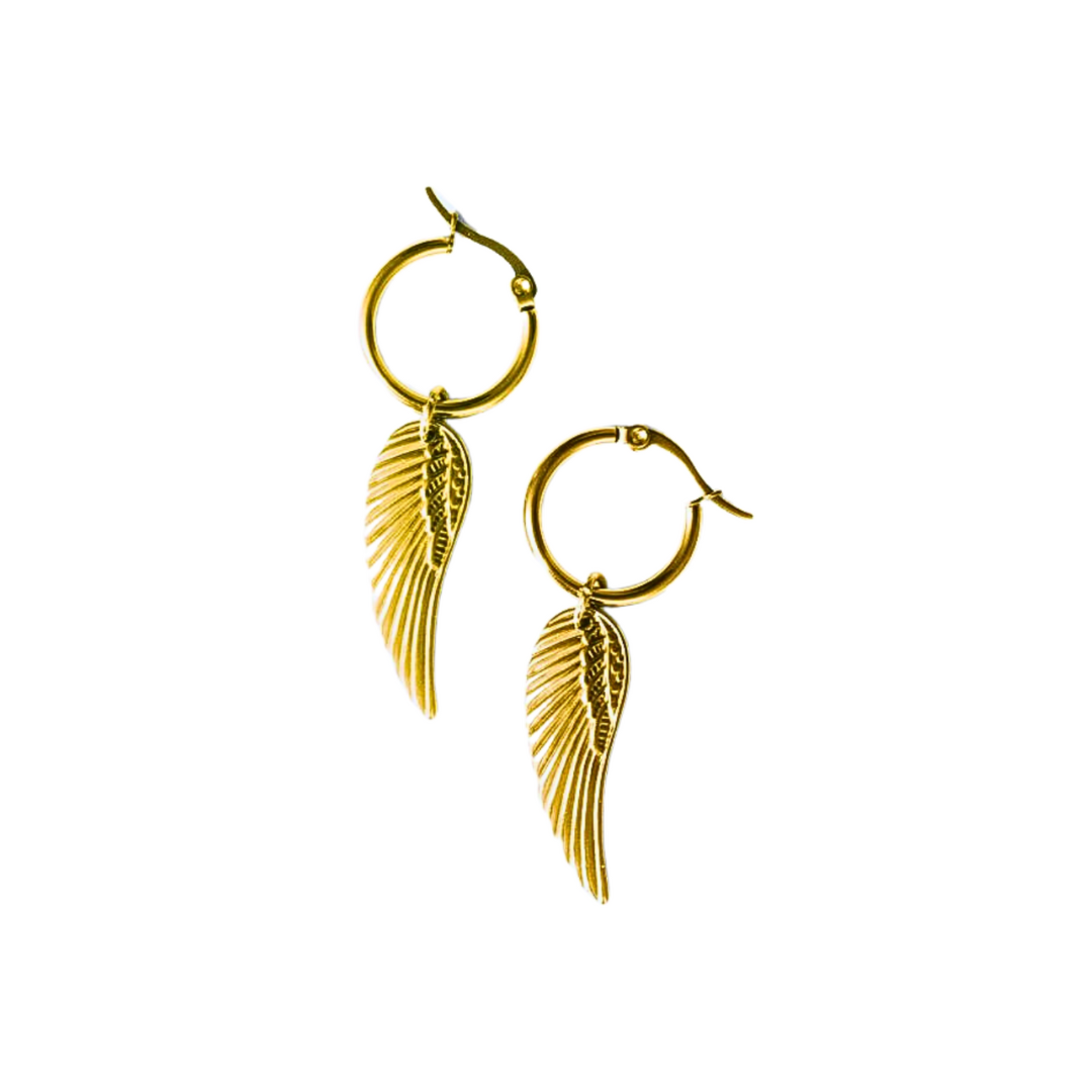LAURA wing pendant golden hoops