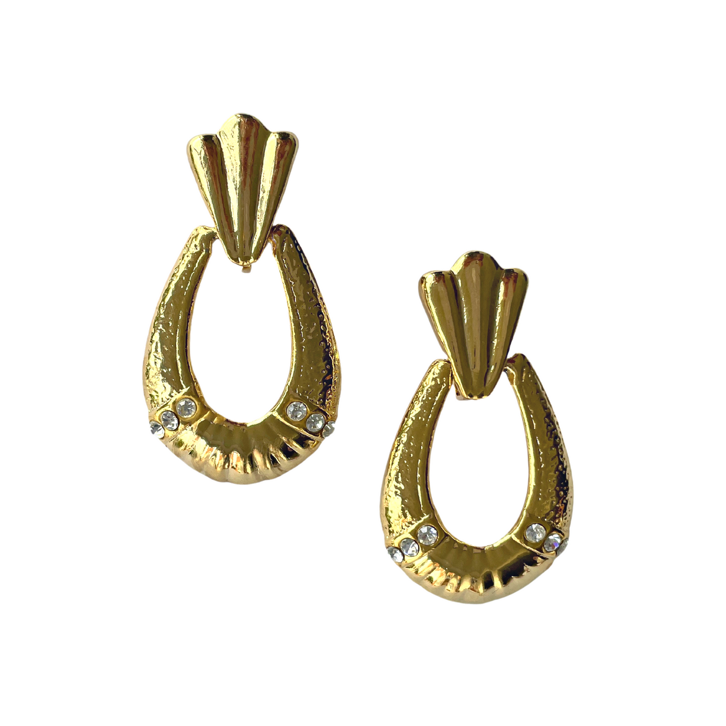 Gold 80s diamante dangles
