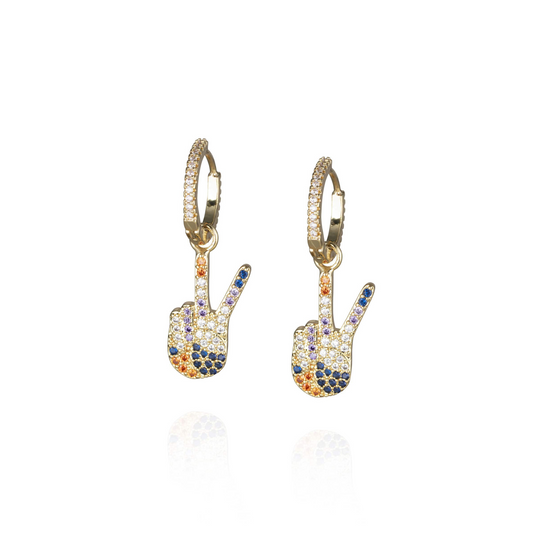 Peace sign sparkle huggies