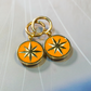 Yellow enamel pendant huggies