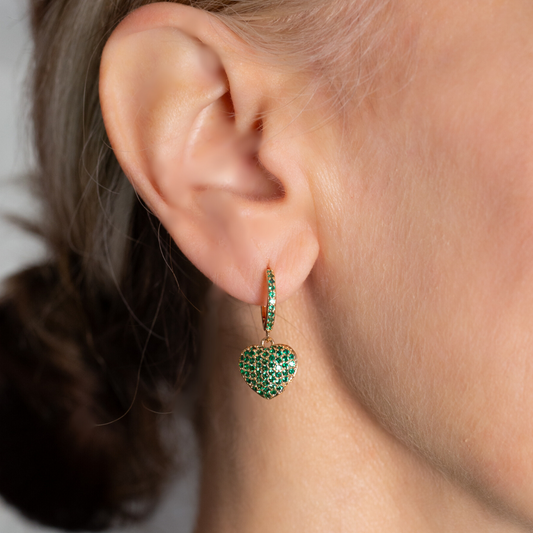 Green sparkle heart huggies