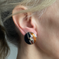 Bronze and black enamel clip-on earrings