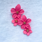 Pink flower statement earrings