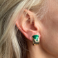 MITZI green enamel and gold tone clip-on earrings